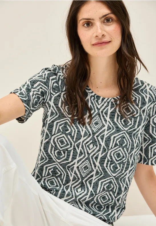 T-Shirt mit Grafikmuster und Ausbrenner-Optik