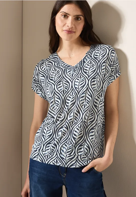 T-Shirt mit Grafikmuster und V-Ausschnitt