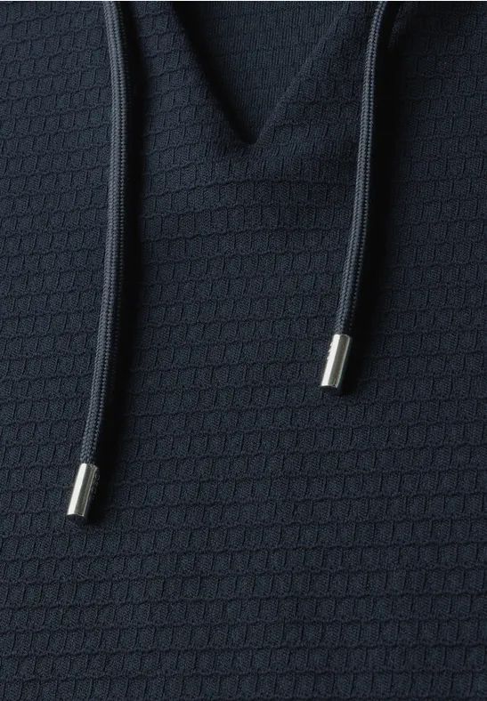 Damen Kurzarm Strukturierter Kapuzenpullover