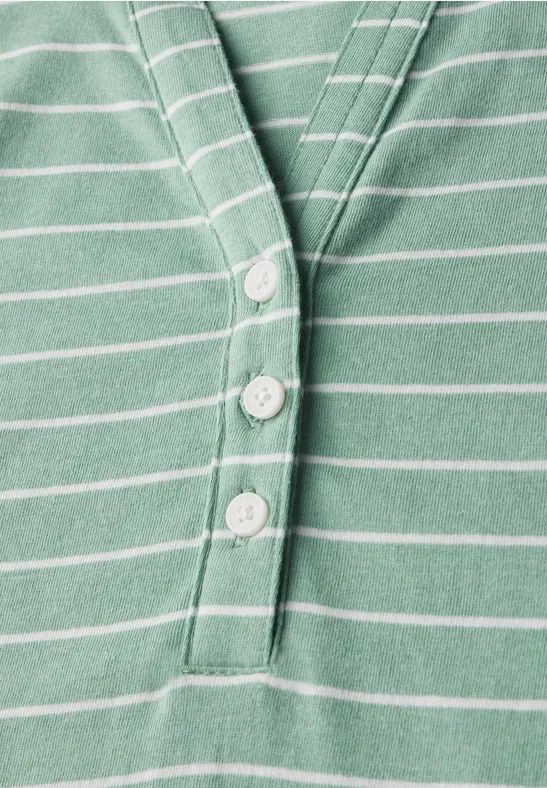 Gestreiftes Tunika-T-Shirt mit Knopfleiste