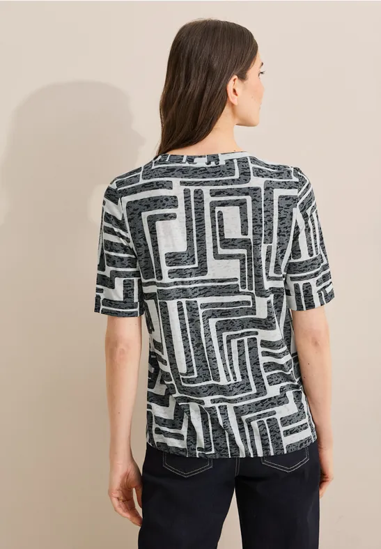T-Shirt mit abstraktem Druck und Rundhalsausschnitt