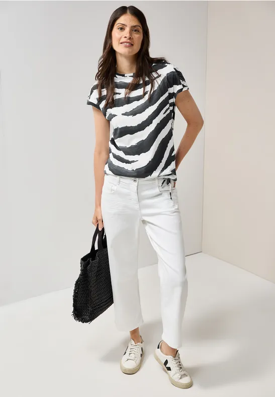 Zebra-Print Baumwoll T-Shirt