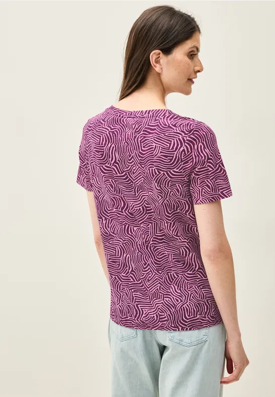 Bedrucktes T-Shirt im Tunika-Stil
