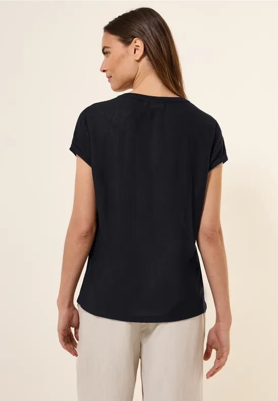 T-Shirt mit Stickmuster und Baumwollmischung