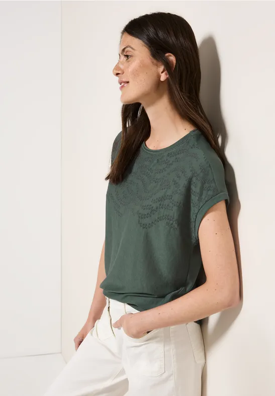 T-Shirt mit Stickmuster und Relaxed Fit