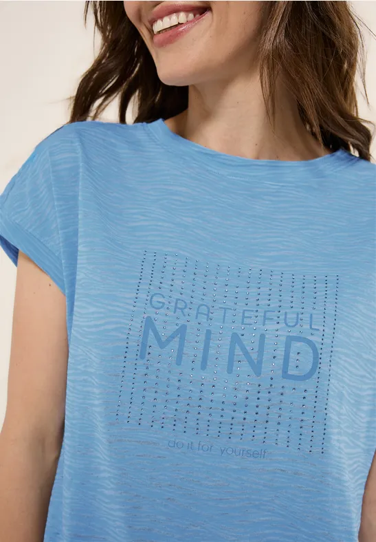 Blaues T-Shirt mit Grafikprint und Relaxed Fit