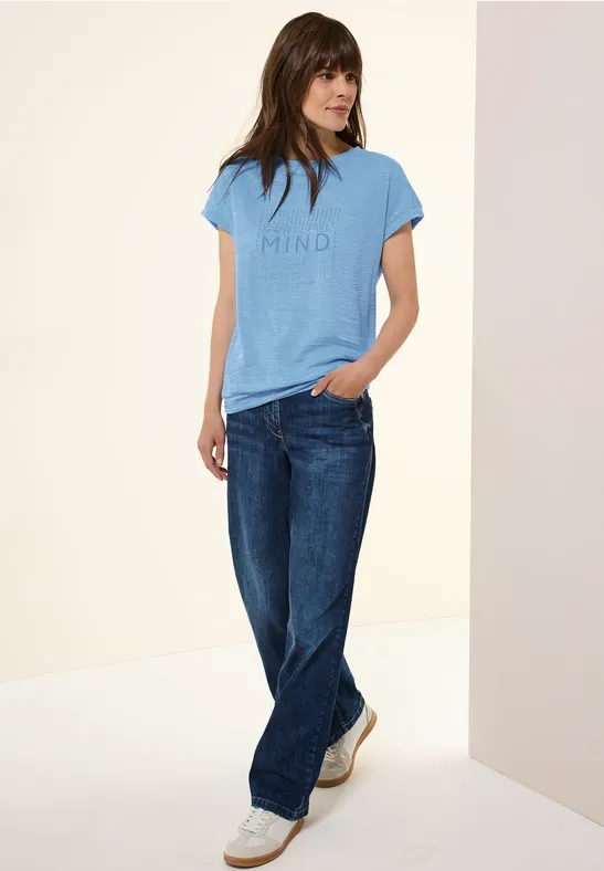 Blaues T-Shirt mit Grafikprint und Relaxed Fit