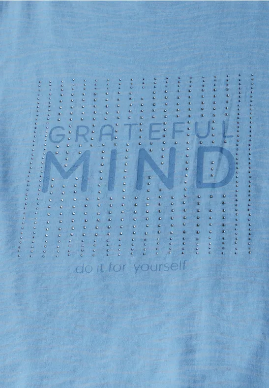 Blaues T-Shirt mit Grafikprint und Relaxed Fit