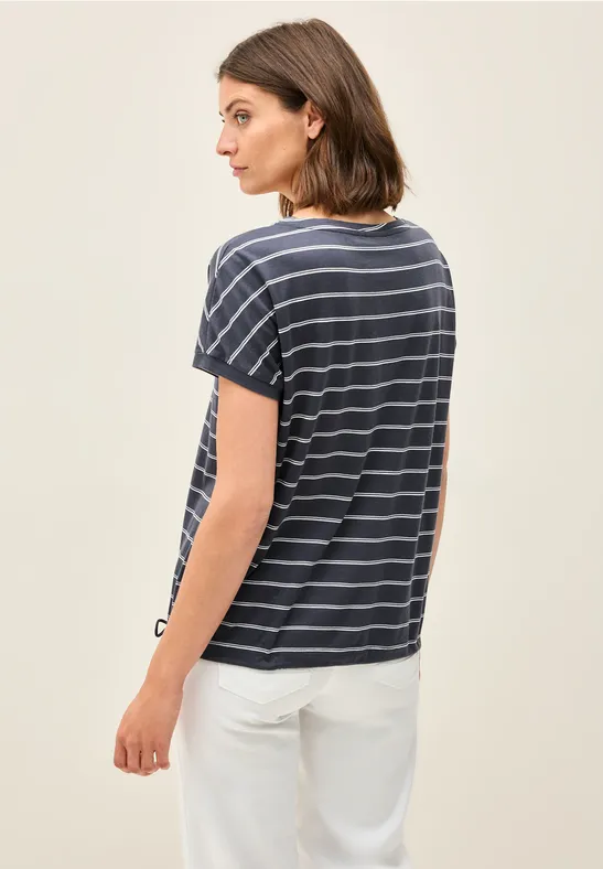 Gestreiftes T-Shirt aus Baumwollmischung mit Tunnelzug