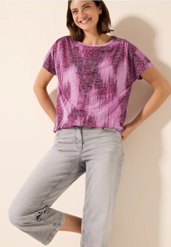 Burnout-Shirt mit Grafik und Strasssteinen