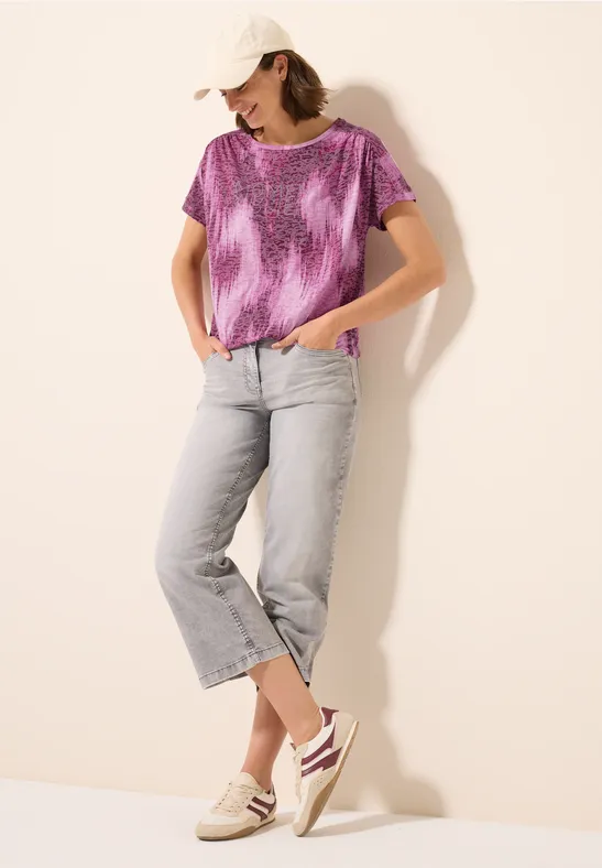 Burnout-Shirt mit Grafik und Strasssteinen