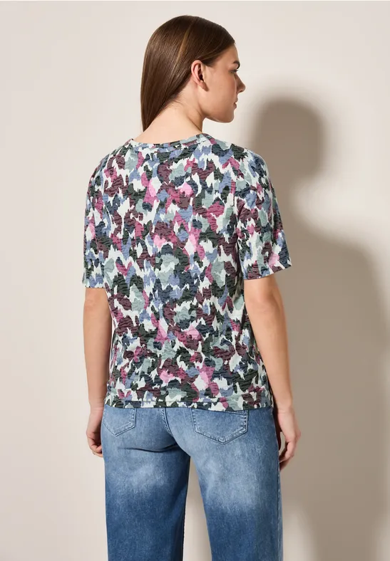 Gemustertes Burnout-T-Shirt mit kurzen Ärmeln