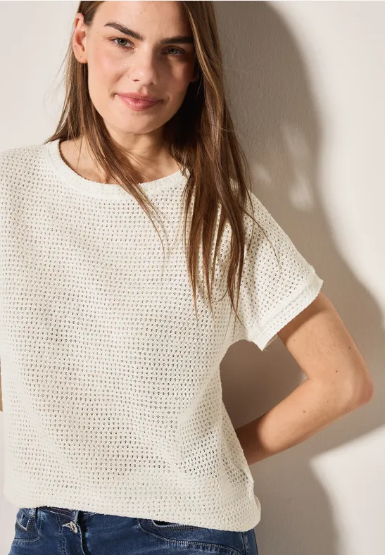 Kurzarm T-Shirt mit Strukturstrick