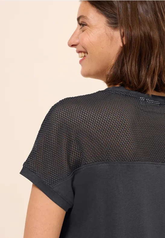 T-Shirt mit Mesh-Detail und Tunnelzug