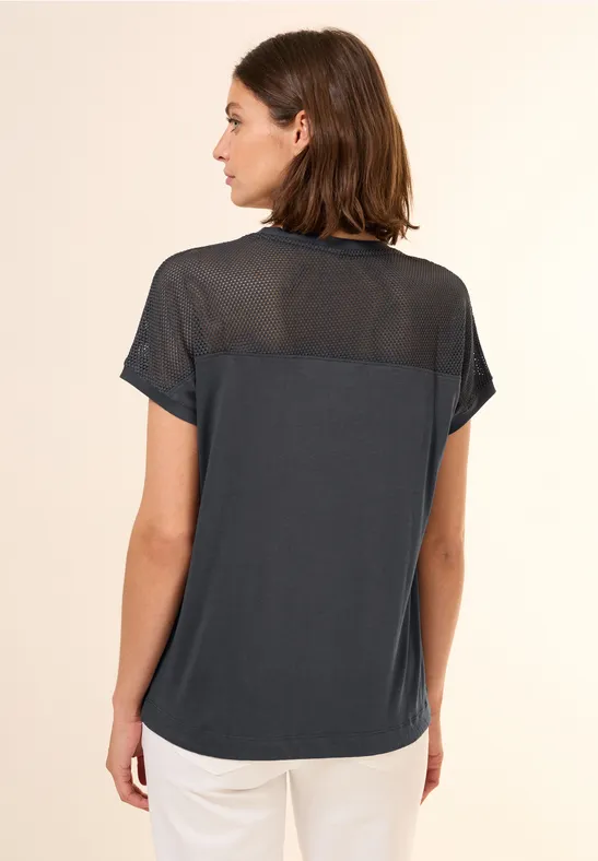 T-Shirt mit Mesh-Detail und Tunnelzug