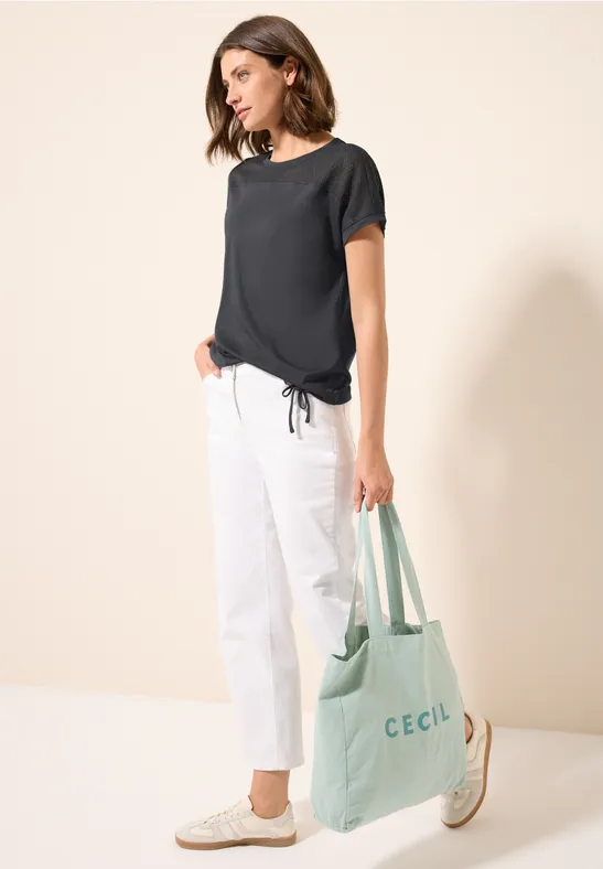 T-Shirt mit Mesh-Detail und Tunnelzug