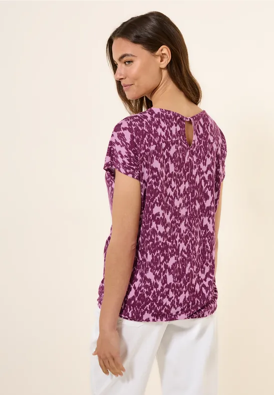 T-Shirt in Strickoptik mit abstraktem Print