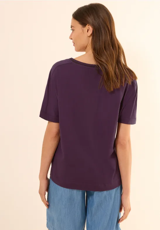 Locker geschnittenes V-Ausschnitt T-Shirt mit Detail