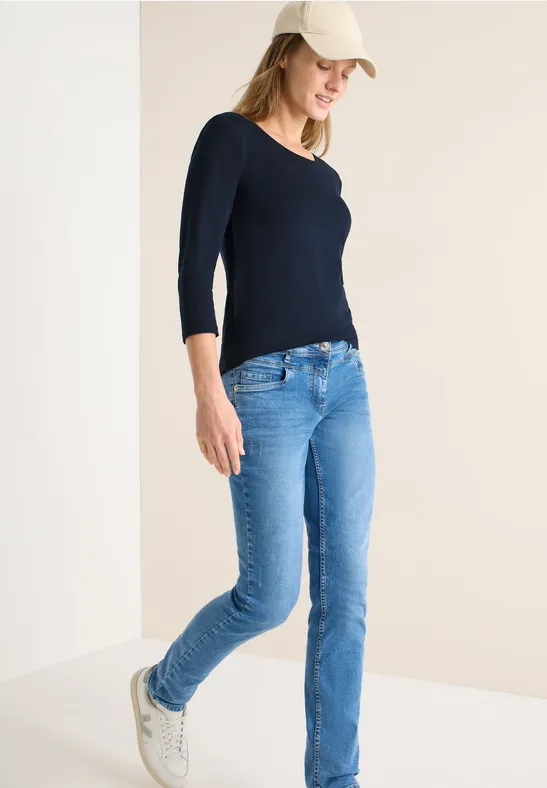 Basic T-Shirt mit 3/4-Ärmeln