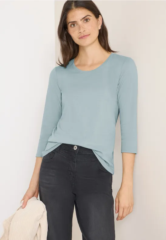 Basic T-Shirt mit 3/4-Ärmeln