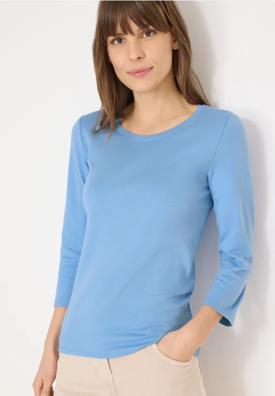 Basic T-Shirt mit 3/4-Ärmeln
