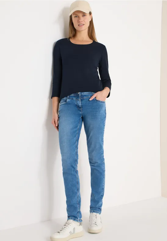 Basic T-Shirt mit 3/4-Ärmeln