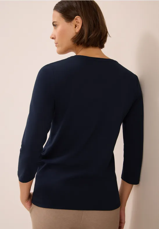 Basic T-Shirt mit 3/4-Ärmeln