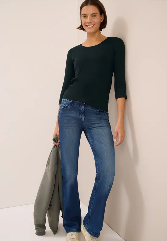 Damen Basic Shirt mit 3/4 Ärmeln