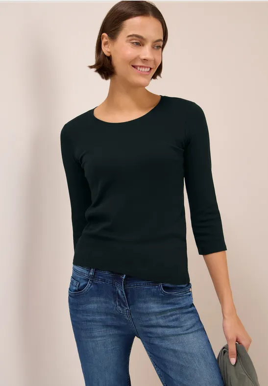Damen Basic Shirt mit 3/4 Ärmeln