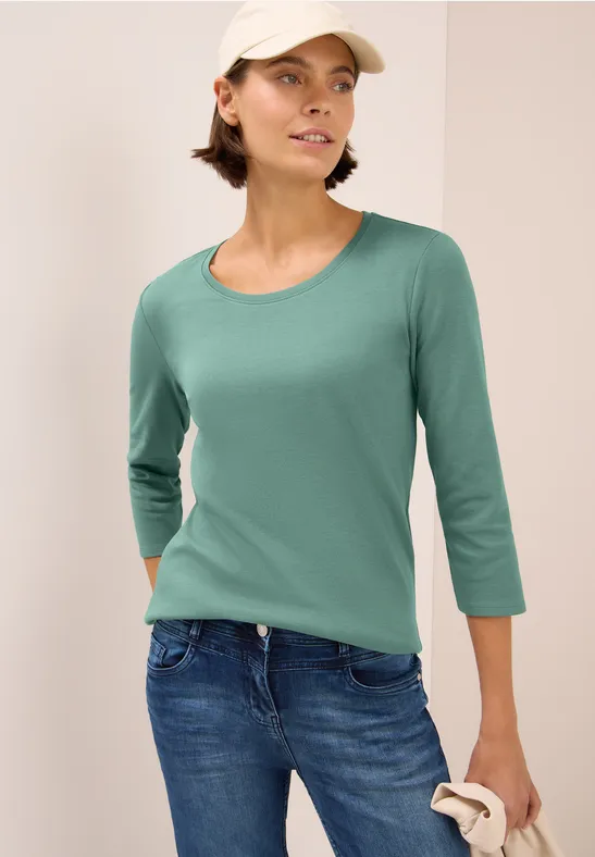 Damen Basic Shirt mit 3/4 Ärmeln