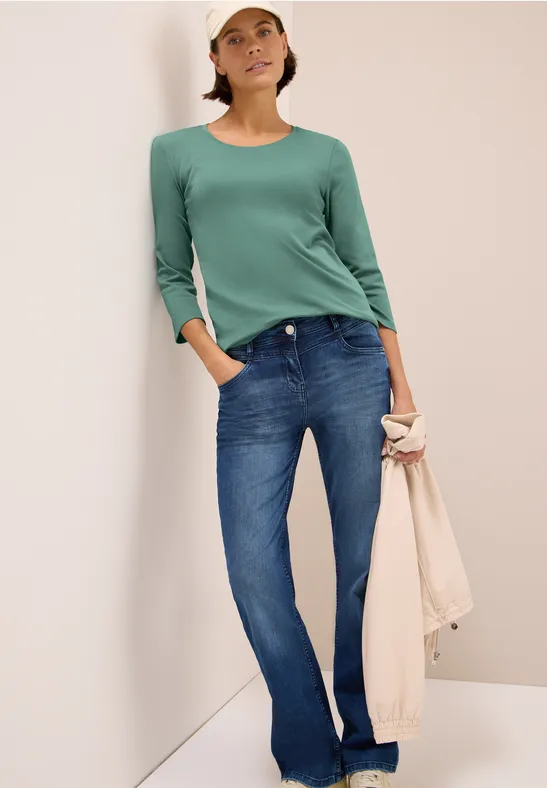 Damen Basic Shirt mit 3/4 Ärmeln