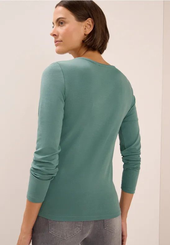 Klassisches Langarmshirt mit V-Ausschnitt