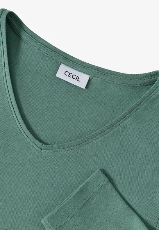 Klassisches Langarmshirt mit V-Ausschnitt
