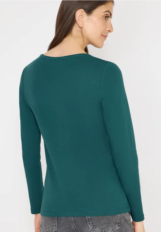Klassisches Langarmshirt mit V-Ausschnitt