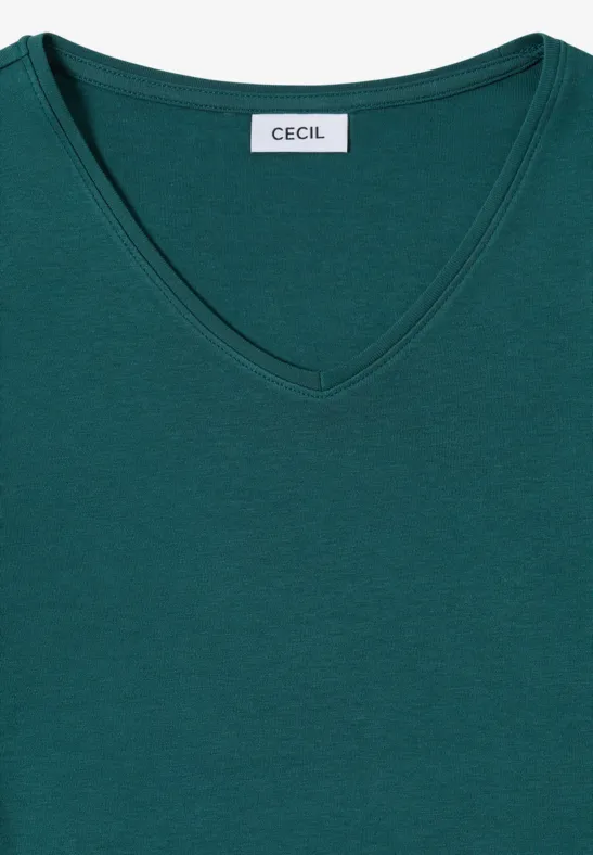 Klassisches Langarmshirt mit V-Ausschnitt