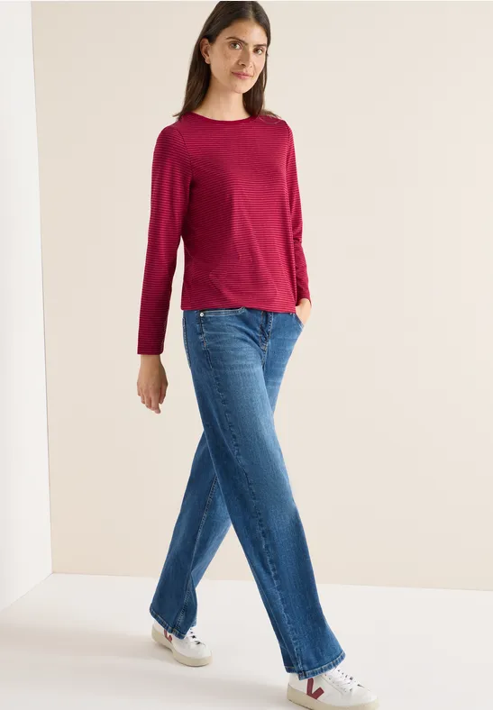Gestreiftes lässiges Langarmshirt
