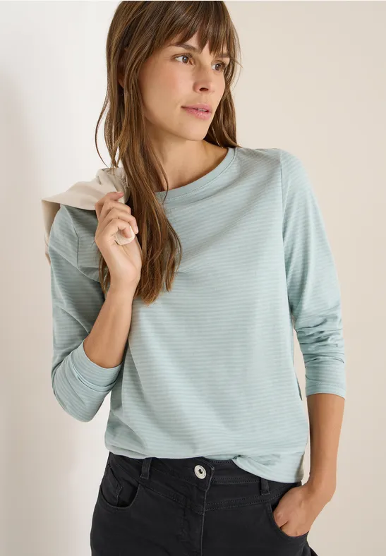 Gestreiftes Langarmshirt mit Rundhalsausschnitt