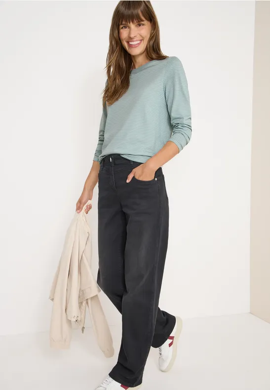 Gestreiftes Langarmshirt mit Rundhalsausschnitt