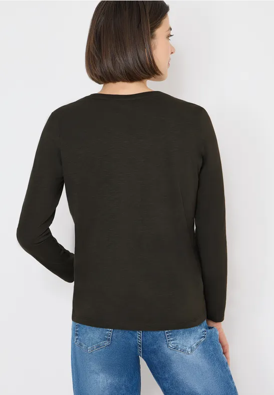 Lässiges Langarmshirt mit Schlitzkragen