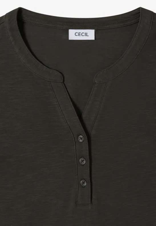 Lässiges Langarmshirt mit Schlitzkragen
