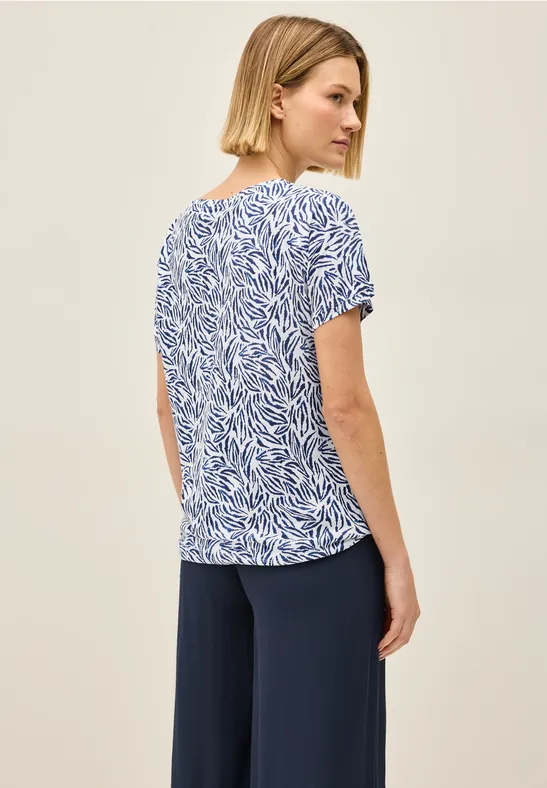 T-Shirt mit Blätterdruck und Tunnelzug