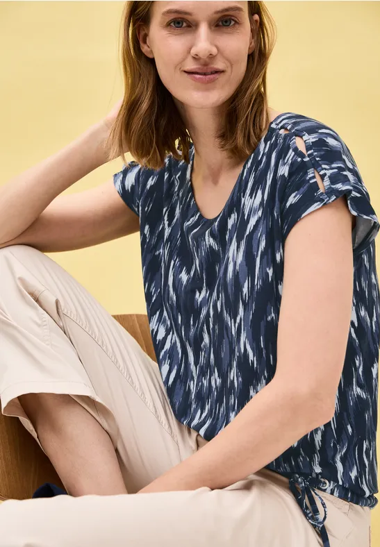 T-Shirt mit Grafikmuster und Cut-Outs