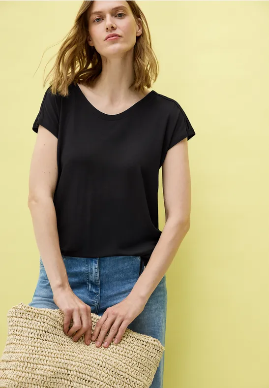 Damen V-Ausschnitt T-Shirt mit Cut-Outs