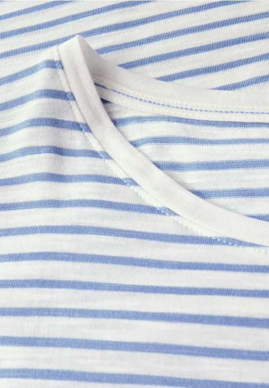 Gestreiftes Baumwoll-T-Shirt mit Rundhalsausschnitt