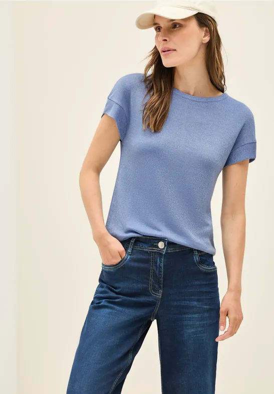 T-Shirt mit Rundhalsausschnitt und Glitzerdetails