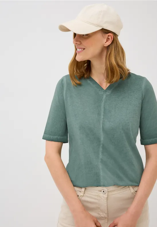 T-Shirt mit V-Ausschnitt im Washed-Look