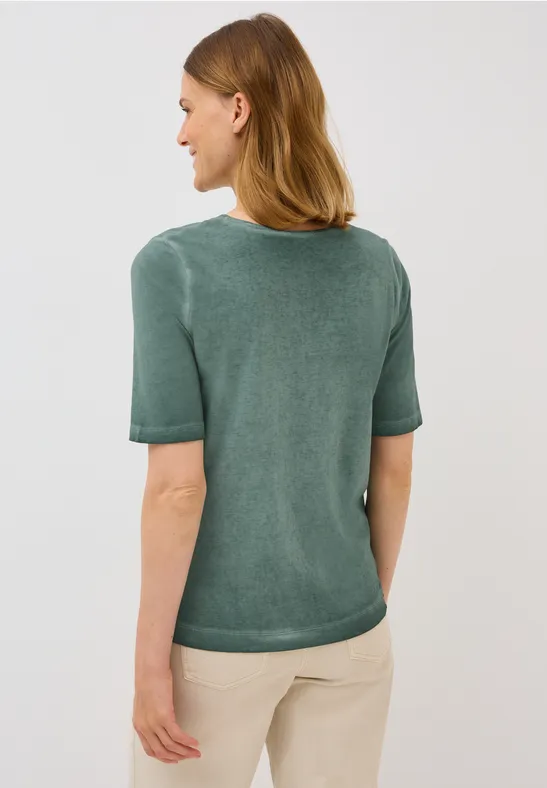 T-Shirt mit V-Ausschnitt im Washed-Look