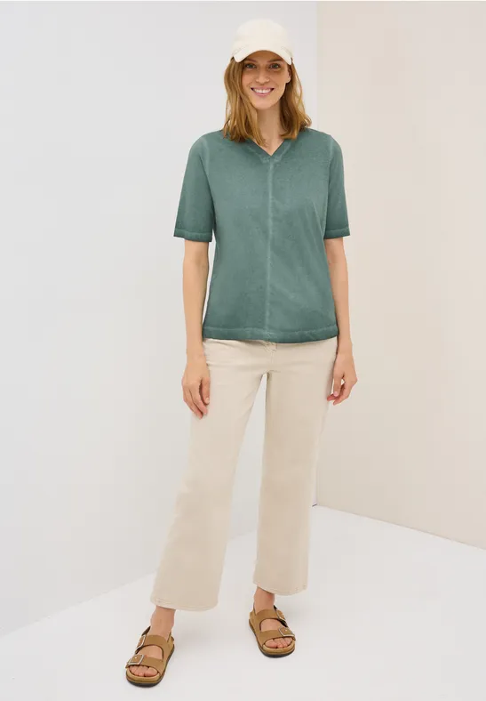 T-Shirt mit V-Ausschnitt im Washed-Look