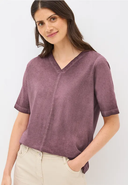 T-Shirt mit V-Ausschnitt im Washed-Look
