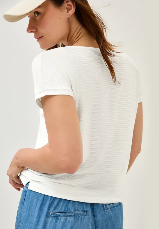 Kurzarmshirt mit Struktur und Rundhalsausschnitt